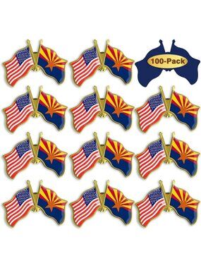 100 Pack Arizona Flag Lapel Pins - 1.5” USA Badge for Men & Women, Patriotic